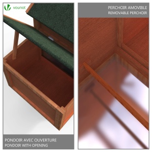 Cotet pentru pasari VOUNOT, dimensiuni 152x62x92 cm, pentru 2-3 gaini - Img 2