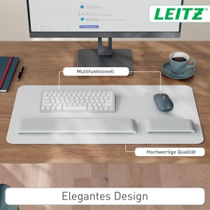 Covoare de birou Leitz 53850085, din piele reciclata, 70 x 36 cm, gri deschis - Img 3