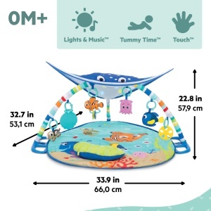 Covor de joaca Bright Starts Disney Baby cu tematica Finding Nemo, 20 melodii, cu jucarii - Img 3