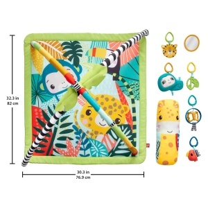 Covor de joaca Fisher-Price HJW08, design jungla, cu 6 jucarii si muzica - Img 7