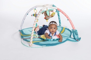 Covor de joaca Infantino 4-in-1 Deluxe, cu 4 jucarii detasabile, culori tropicale - Img 2