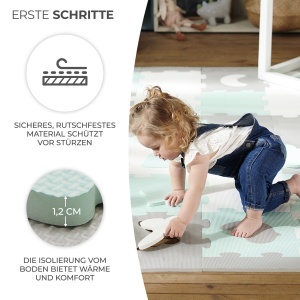 Covor de joaca Kinderkraft LUNO SHAPES, 185 x 165 cm, impermeabil, mint - Img 3