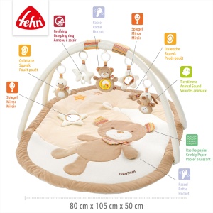 Covoras de activitati pentru bebelusi Fehn 3-D Rainbow 5 jucarii detasabile 80x105 cm - Img 4