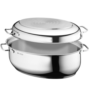 Cratita ovala WMF 85L cu capac inductie Cromargan otel inoxidabil compatibila cu toate tipurile de plite