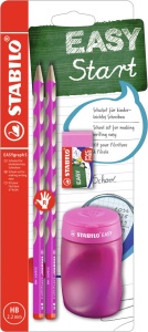 Creion ergonomic STABILO EASYgraph S pentru dreptaci, din lemn FSC, cu ascutitor si radiera