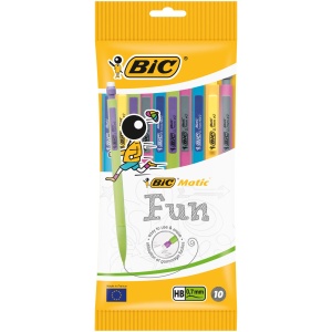 Creion mecanic BIC Matic Fun, 0,7 mm, 10 culori, cu radiergummi