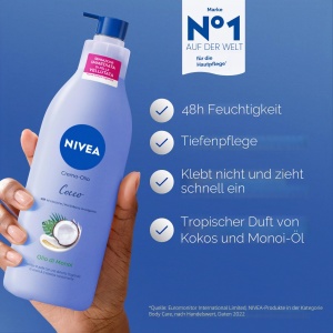 Crema hidratanta NIVEA cu ulei de cocos si Monoi, 400 ml, pentru piele catifelata - Img 2