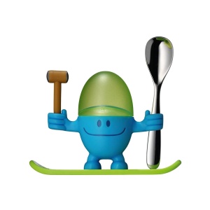 Cupa pentru oua WMF McEgg cu lingura, plastic, inox Cromargan, albastra - Img 3