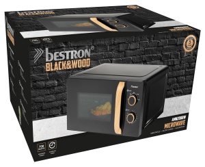 Cuptor cu microunde Bestron AMN200BW 700W 20L 5 trepte de putere Black Wood - Img 5