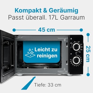 Cuptor cu microunde ProfiCook PC-MWG 1208, 17L, 900W, Negru - Img 5