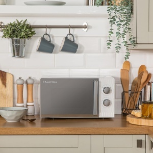 Cuptor cu microunde Russell Hobbs Honeycomb RHMM715 Solo 17 litri 700W alb cu 5 niveluri de putere temporizator incorporat si functie de dezghetare - Img 2
