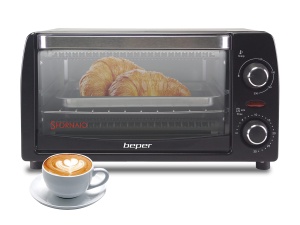 Cuptor electric Beper 90.882, 12L, 1050W, Elemente din cuart, Negru