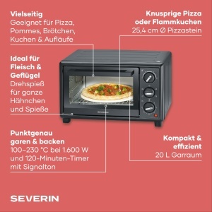 Cuptor electric Severin TO 2079, 20L, 1600W, negru - Img 3