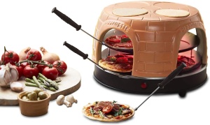 Cuptor pentru mini-pizza Emerio PO-116124.1, 8 portii, capac teracota, roz - Img 2