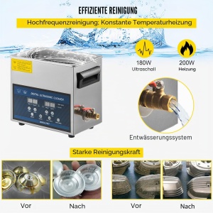 Curatator cu ultrasunete VEVOR, 6 l, 180 W, inox - Img 5