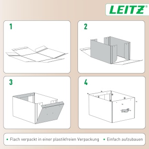 Cutie de depozitare Leitz Puro, 2 bucati, 17 L, verde, din carton reciclat - Img 7
