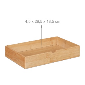 Cutie de depozitare Relaxdays, Bambus si MDF, 2 sertare, 14x33x21 cm, albnatural - Img 5