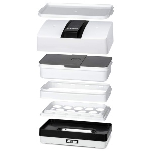 Cutie de meniu Cloer 800MBX Cutie de pranz electrica pentru reincalzirea alimentelor incl 1,2 L, tava si ceasca de masurare Suport detasabil Placa de gatit din otel inoxidabil, Seturi de cutii de pranz combinabile, alb, 1,2 litri - Img 8