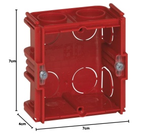 Cutie de montaj Legrand Batibox pentru zidarie, 1 loc, 40 mm, plastic, rosu - Img 2