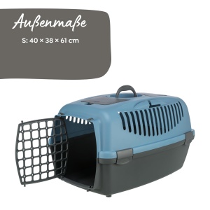 Cutie de transport pentru animale Trixie Capri 39832, 40x38x61 cm, gri deschisalbastru inchis - Img 3