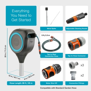 Cutie pentru furtun de gradina Gardena RollUp M, 20 m, turcoaz, cu suport metalic - Img 9
