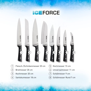 Cutit bucatarie Tefal Ice Force 20 cm tehnologie anti-coroziva otel inoxidabil maner ergonomic negru - Img 8