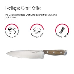 Cutit de Bucatarie Metaltex Heritage Line, Lama 20.5 cm, Maner din Pakkaholz - Img 3