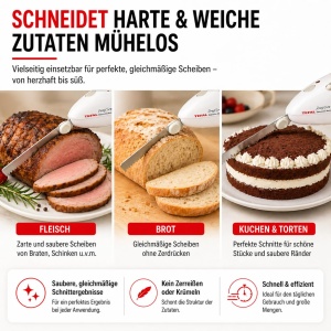 Cutit electric Tefal 100W cu lama din otel inoxidabil, albgreige - Img 6