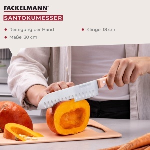 Cutit Santoku Fackelmann 30 cm, lama inox 18 cm, maner ergonomic apricot - Img 2