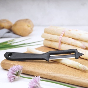 Decojitor de sparanghel Fackelmann World Champion, Decojitor universal cu lama din otel inoxidabil, Peeler pentru fructe si legume (Culoare: Negru), Cantitate: 1 bucata - Img 7