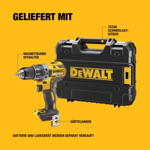 Dewalt 18 volti cu 2 trepte de gaurit/insurubat cu acumulator DCD791NT (cutie de viteze puternica cu 2 trepte, motor fara perii, mandrina fara cheie de 13 mm, lumina LED, livrata fara baterii si incarcator) - Img 7