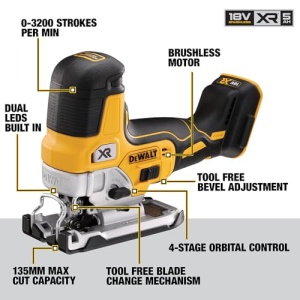 Dewalt 18V Fir Pendulum Stroke DCS335NT (fara perii, suport reglabil din aluminiu turnat sub presiune, cursa de pendul de 3 ori, incl. adaptor de aspiratie, tampon de protectie pentru saboti de ferastrau, TSTAK Box II, livrare fara baterie) - Img 2