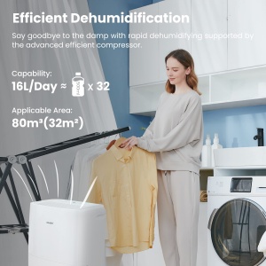 Dezumidificator Comfee 16L24hDimensiunea camerei aprox 80m332m2Compatibil cu APPSmart moduTimer 24HRezervor de apa 3LAnti-umiditateMucegai MDDF-16DEN7 - Img 5