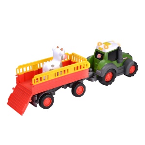 Dickie Toys ABC Farm Tractor Fendti de la 1 an (30 cm) - Tractor Fendt cu transportor de animale colorat si vaca, vehicul de jucarie cu lumina si sunet pentru a promova abilitatile motorii pentru copiii mici - Img 2