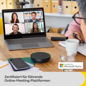 Difuzor Bluetooth Jabra Speak2 55, 4 microfoane cu anulare a zgomotului, difuzor full-range de 50 mm, audio in banda larga, compact, portabil - certificat pentru echipe MS, gri inchis - Img 8