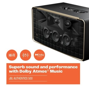 Difuzor inteligent de inalta fidelitate JBL Authentics 500 - Cutie Bluetooth cu design retro din anii '70 - Cu Google Assistant, Alexa, AirPlay si aplicatia JBL One - Negru - Img 10