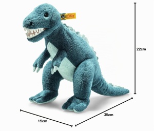 Dinozaur de plus Steiff Thaisen T-Rex 35 cm, Petrol si Turcoaz - Img 7