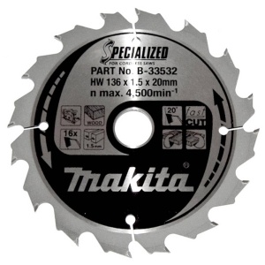 Disc Saw Makita B-33532, 136 x 20 mm, 16Z, Original, Larg Compatibil