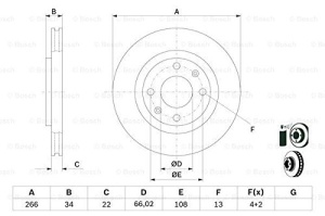 Discuri de frana Bosch 0 986 478 618 - 266 mm, 22 mm, ventilate - Img 4