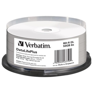 Disk Blu-Ray Verbatim BD-R 50GB, suprafata imprimabila, 6x viteza, 25 bucati