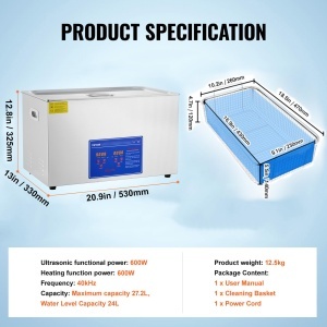 Dispozitiv de Curatare cu Ultrasunete VEVOR 30 L, 600 W, din Otel Inoxidabil - Img 7