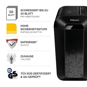 Distrugator de documente Fellowes LX65 10 foi Particule 4x40 mm Negru Capacitate 22L - Img 2