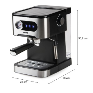 DOMO DO1138K Espressor cu manometru - 20 bar - cu bagheta de abur integrata - otel inoxidabil/negru - Img 3