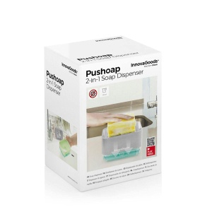 Dozator sapun 2-in-1 InnovaGoods Pushoap 330 ml Compact VerdeGri - Img 2