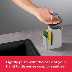 Dozator sapun Metaltex Soaptex 400 ml cu suport pentru burete si inel baza anti-alunecare - Img 5