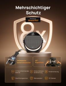 Dreo Heizlufter 1500W Negru Portabil si Silentios Cu Termostat si Timer 12 Ore - Img 4