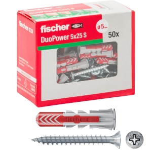 Dublu Ancoraj Fischer Duopower cu Surub, 25 mm, Gri