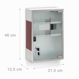 Dulap medical EMERGENCY din inox si sticla satinata, 3 compartimente, 45 x 30 x 12 cm - Img 4
