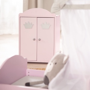 Dulap pentru papusi Prinzessin Sophie, 2 usi, roz, cu suport pentru haine - Img 4