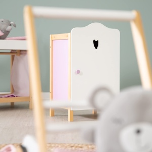 Dulap pentru papusi Scarlett, alb, cu suport pentru haine si accesorii - Img 6
